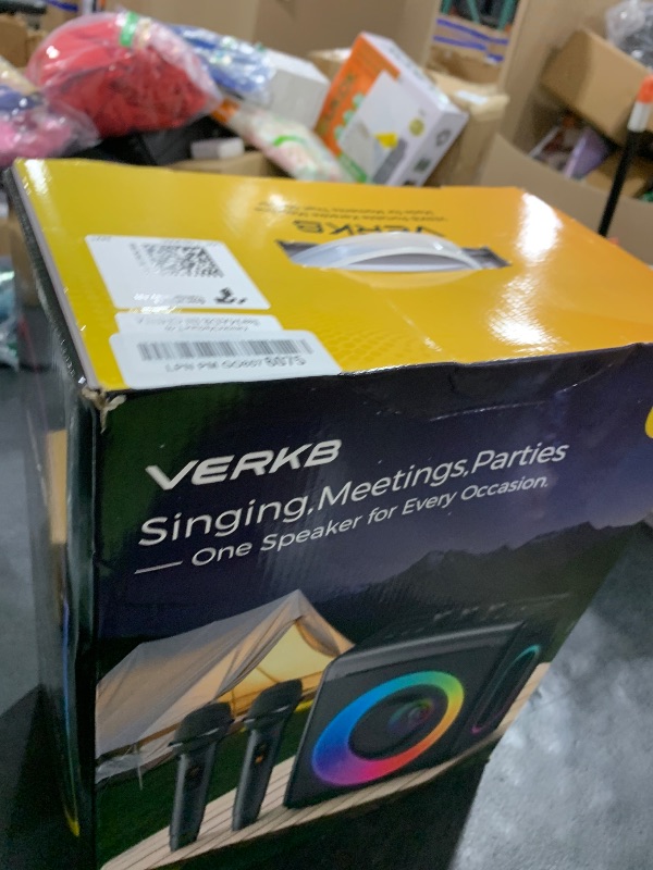 Photo 1 of Karaoke Machine with 2 Wireless Rechargeable Microphones: Portable Bluetooth Speaker for Adults & Kids - PA System with Lights Supports TWS/TF Card/USB/AUX for Home Party