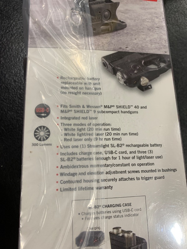 Photo 1 of Streamlight 69342 TLR-6 HL 300-Lumen Rechargeable Tactical Weapon Light with Integrated Red Aiming Laser Designed Exclusively and Solely for M&P Shield 9/40 Models Only, Black