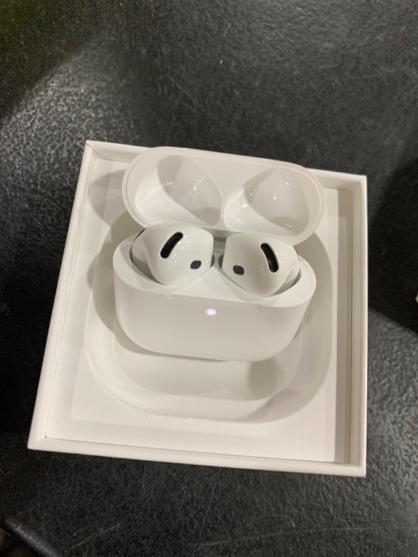 Photo 1 of Apple AirPods 4 Wireless Earbuds, Bluetooth Headphones, with Active Noise Cancellation, Adaptive, Transparency Mode, Personalized Spatial Audio, USB-C Charging Case, Wireless Charging, H2 Chip