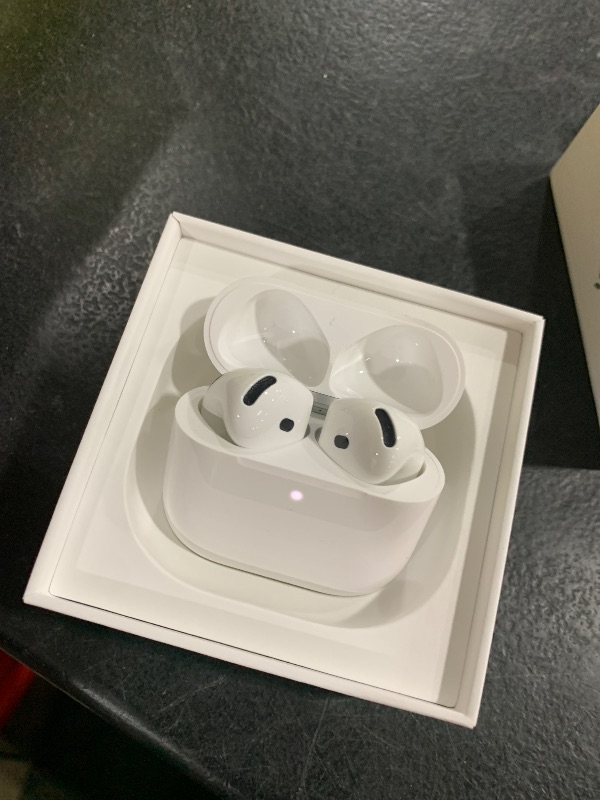Photo 1 of Apple AirPods 4 Wireless Earbuds, Bluetooth Headphones, with Active Noise Cancellation, Adaptive, Transparency Mode, Personalized Spatial Audio, USB-C Charging Case, Wireless Charging, H2 Chip