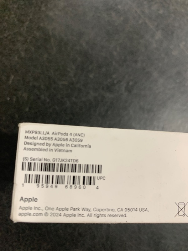 Photo 1 of Apple AirPods 4 Wireless Earbuds, Bluetooth Headphones, with Active Noise Cancellation, Adaptive, Transparency Mode, Personalized Spatial Audio, USB-C Charging Case, Wireless Charging, H2 Chip