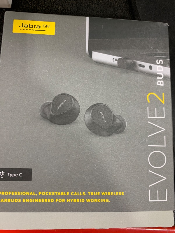 Photo 1 of Jabra Evolve2 True Wireless in-Ear Bluetooth Earbuds with Active Noise Cancellation (ANC) and 4-mic MultiSensor Voice Technology - Microsoft Teams Certified, Works with All Other Meeting apps - Black