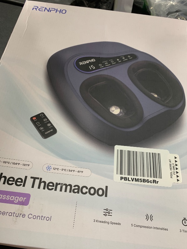 Photo 1 of RENPHO Thermacool 2-in-1 Foot Massager with Heat & Cold, FSA Eligible Items Only, 3 Kneading & 5 Compression, Shiatsu Foot Massager for Neuropathy, Plantar Fasciitis Massager, Up to US Size 13