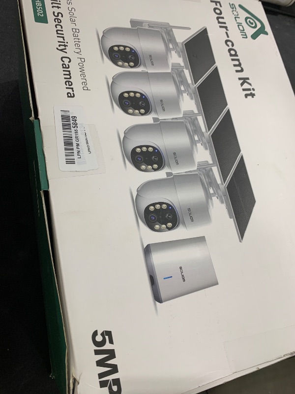 Photo 1 of SOLIOM- 5MP Security Cameras Wireless Outdoor, No Subscription & Solar Powered,4-Cam Pack Cameras for Home Security with 360° Auto Motion Tracking, 3K Color Night Vision,5G & 2.4G Router Compatible