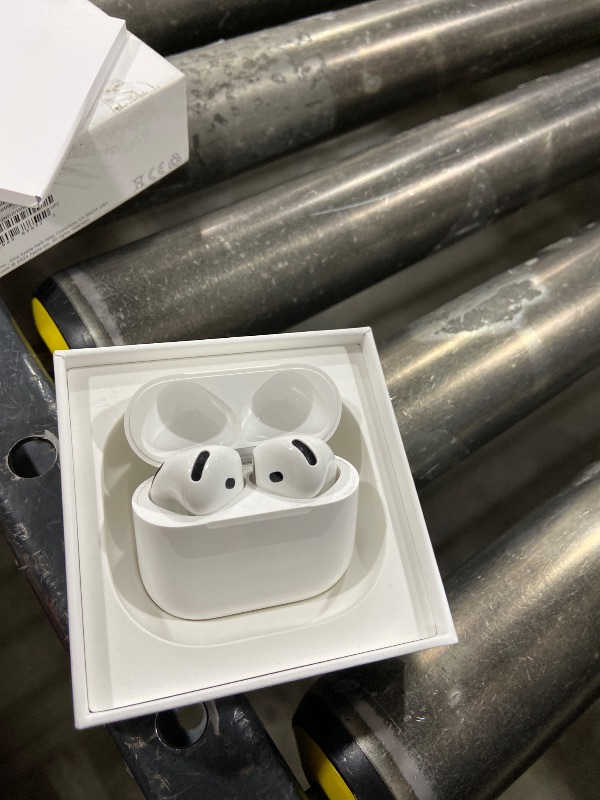 Photo 1 of Apple AirPods 4 Wireless Earbuds, Bluetooth Headphones, Personalized Spatial Audio, Sweat and Water Resistant, USB-C Charging Case, H2 Chip, Up to 30 Hours of Battery Life, Effortless Setup for iPhone