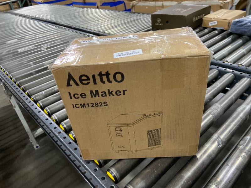 Photo 1 of Aeitto Ice Maker Countertop 26lbs/24H, Ice Machine 8 Ice Cubes Ready in 6 Mins, 2 Sizes of Bullet Ice Portable Ice Makers with Basket & Scoop, Auto Self-Cleaning for Home/Kitchen/Office Stainless