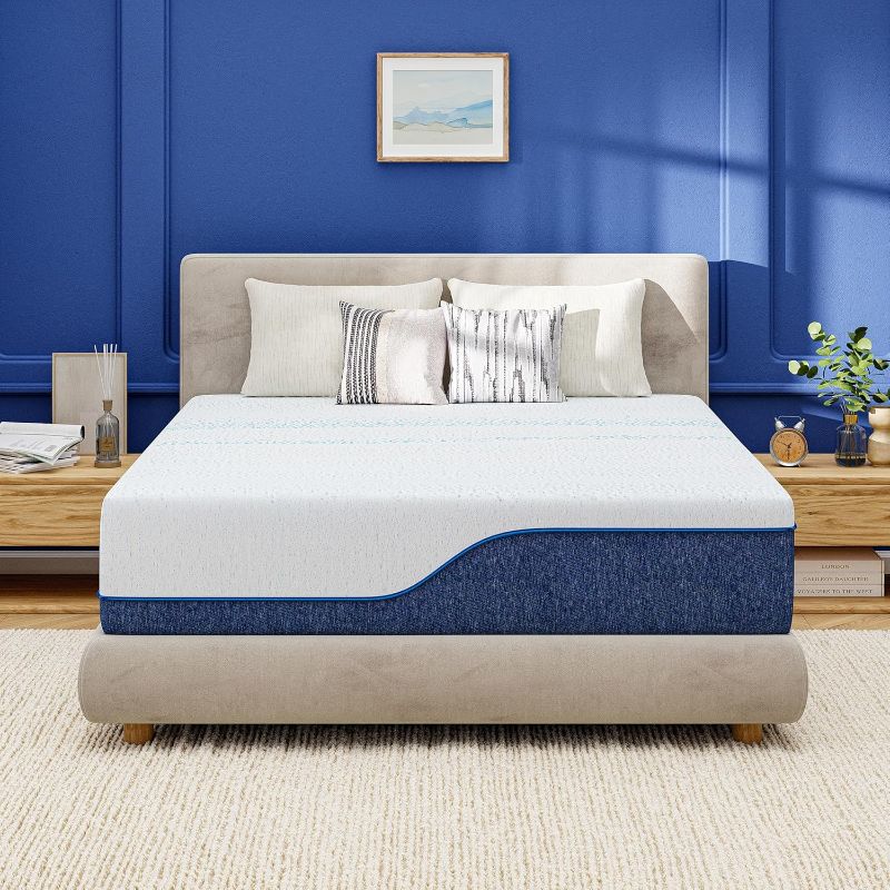 Photo 1 of EGOHOME 14 Inch King Mattress, Gel Memory Foam with Charcoal, Fiberglass Free, CertiPUR-US Certified, Temperature-Regulating, Machine Washable Cover, 80" x 76" x 14", Medium
