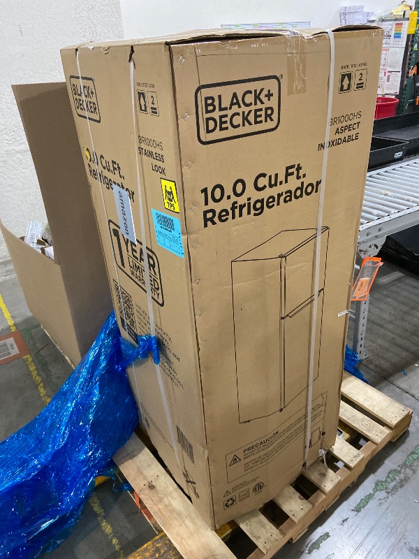 Photo 1 of BLACK+DECKER 10 Cu. Ft. Top Mount Refrigerator with Freezer, 2 Door Refrigerator with Top Freezer and Adjustable Temperature Control,ENERGY STAR, BR1000HS, Stainless Steel Look