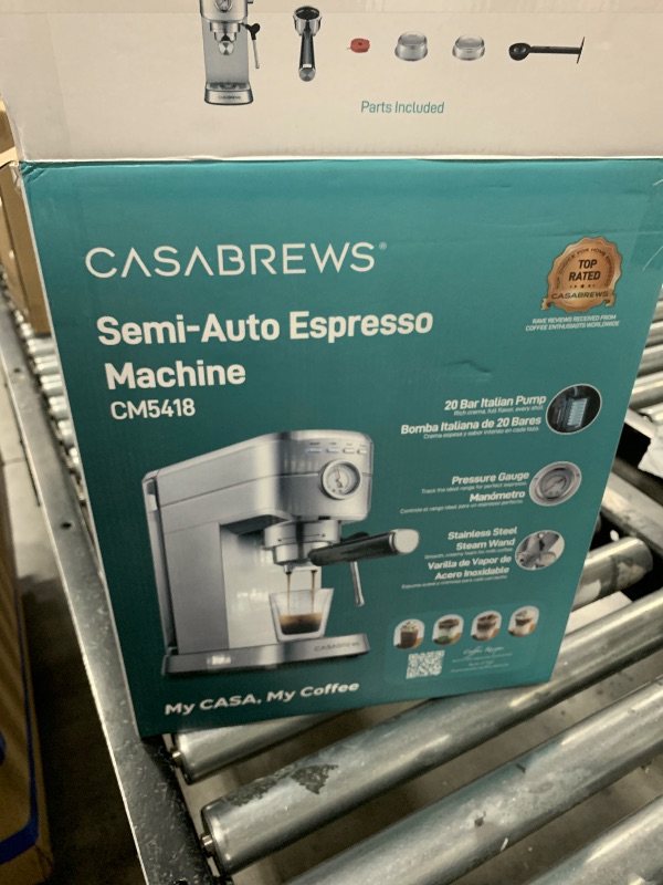 Photo 1 of CASABREWS CM5418 Espresso Machine 20 Bar, Compact Espresso Maker with Steam Milk Frother, Stainless Steel Coffee Machine with 34oz Removable Water Tank for Cappuccino, Small Latte Machine, Silver