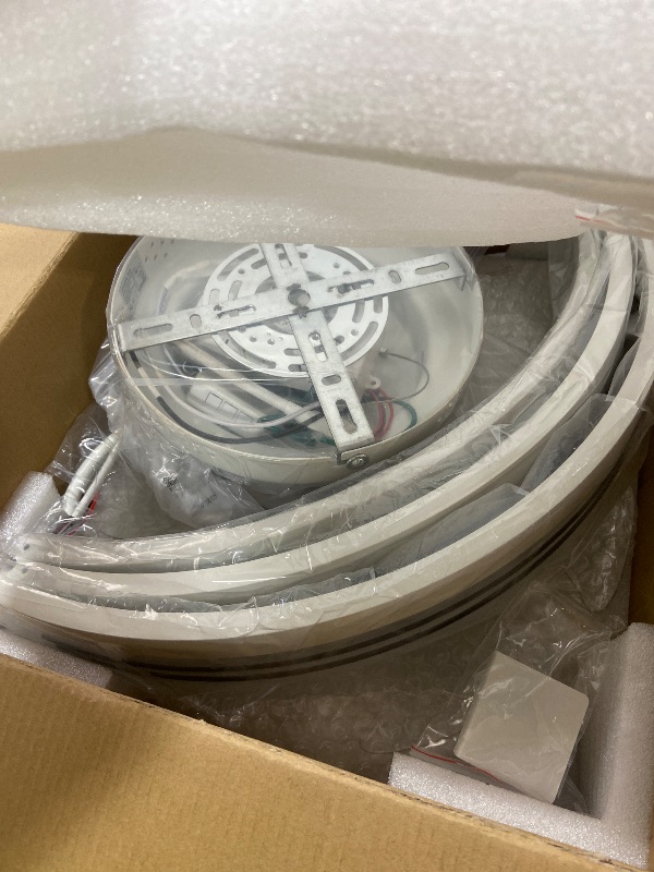 Photo 1 of ZMISHIBO Low Profile Ceiling Fans with Lights and Remote, 20 Inch Flush Mount Ceiling Fan with Light, 3000K-6000K Dimmable Fandelier LED Fan Light, 6 Wind Speeds White Ceiling Fans for Bedroom