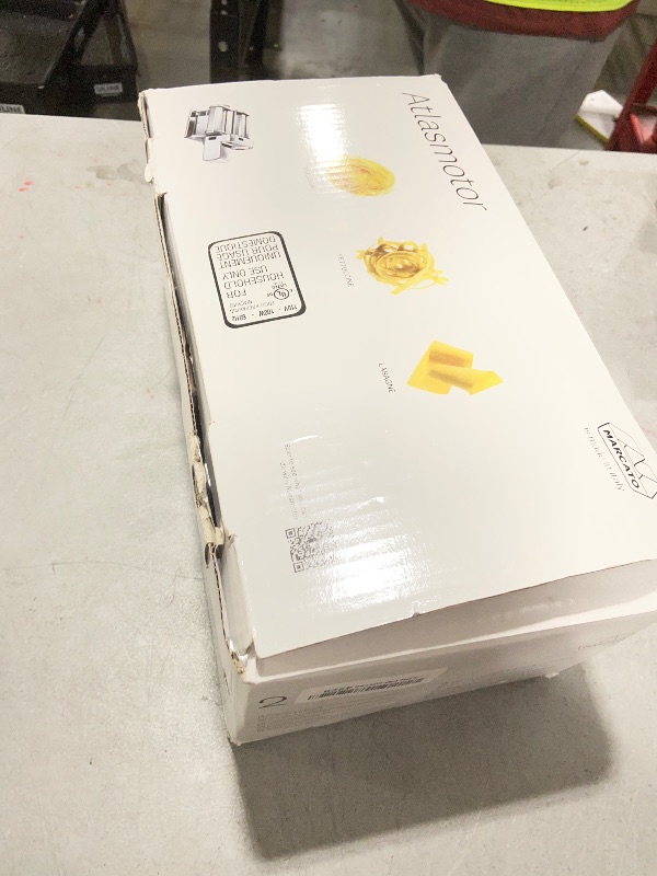 Photo 1 of MARCATO Made in Italy Atlasmotor 110V Electric Pasta Machine, Chrome Steel. Set includes Atlas 150, handcrank, clamp, Pastadrive motor, and instruction manual