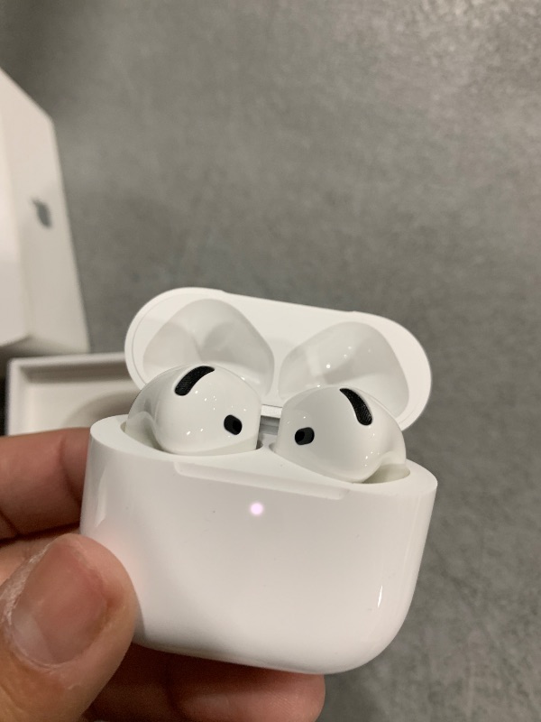 Photo 1 of Apple AirPods 4 Wireless Earbuds, Bluetooth Headphones, Personalized Spatial Audio, Sweat and Water Resistant, USB-C Charging Case, H2 Chip, Up to 30 Hours of Battery Life, Effortless Setup for iPhone