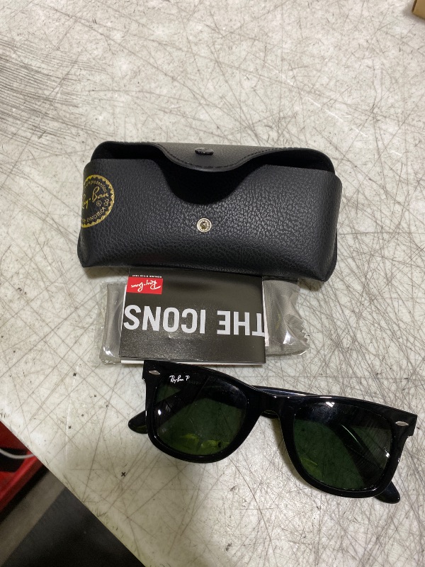 Photo 1 of Ray-Ban RB2140 Original Wayfarer Polarized Square Sunglasses, Black/Green Polarized, 50 mm