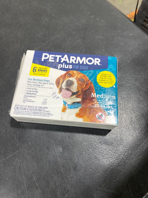 Photo 1 of PetArmor Plus Flea and Tick Prevention for Dogs, Medium Dog Flea and Tick Treatment, 6 Doses, Waterproof Topical, Fast Acting (23-44 lbs)
