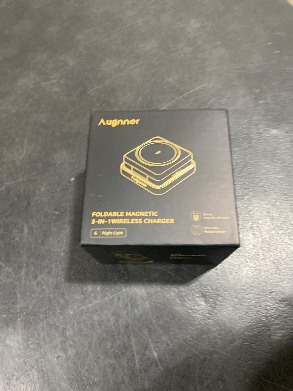Photo 1 of ?2026 Upgraded?Wireless Charger 3 in 1, Foldable Wireless Charging Station with Light for Apple MagSafe Charger, Travel Magnetic Charger for iPhone 17/16/15/14/13/12 Apple Watch AirPods (20W Adapter)