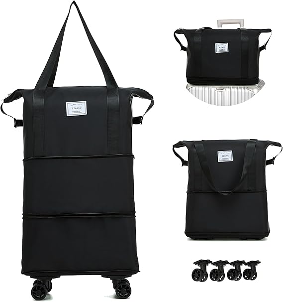 Photo 1 of Travel Rolling Duffel Bag with Removable Wheels,Expandable Foldable Carry-On Luggage for Trip or Hospitalization
