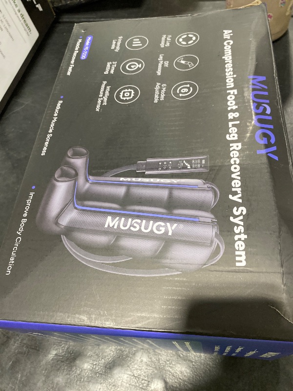Photo 1 of Musugy Sequential Leg Compression Massager for Circulation : Full Leg Air Compression Boots for Massage Therapy & Fatigue Relief - 9 Intensity, 6 Modes, 3 Timers for Athletes, Runners, Gym (Small)