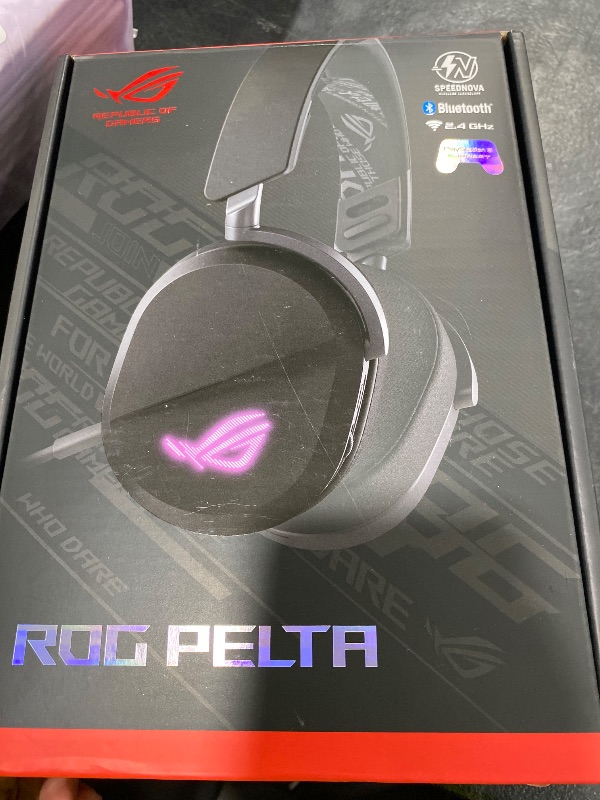 Photo 1 of ASUS ROG Pelta Wireless Gaming Headset with Detachable Mic – Tri-Mode (BT, 2.4GHz, USB-C) 50mm Titanium-Plated Drivers, 70Hr Battery, Ergonomic, Lightweight, for PC, PS5, PS4, Switch, Mobile - Black