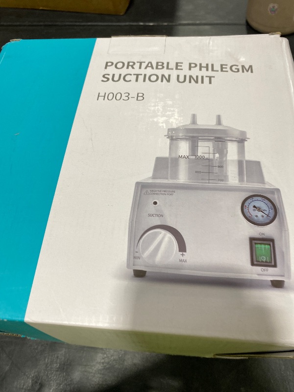 Photo 1 of Portable Phlegm Suction Unit 11L/min 0.07MPa, Oil-Free Aspirator Machine 1000ml Removable Bottle for Home Hospital COPD Elderly Care, 110V AC
