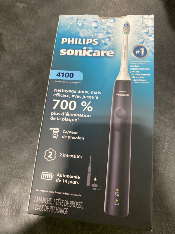 Photo 1 of Philips Sonicare 4100 Series Electric Toothbrush - Sonic Toothbrush with Advanced Sonic Technology, Pressure Sensor, Two Intensity Settings, Smartimer & Quadpacer, Black, Model HX3681/24