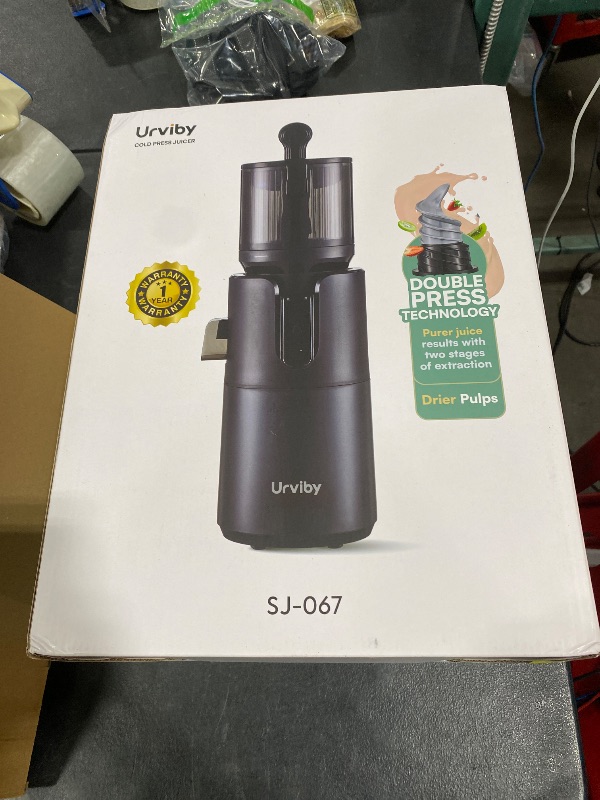 View 2 of URVIBY Juicer Machines, 5.3" Large Feed Chute Cold Press Juicer with Double Press Technology, 400W Motor, High Juice Yield, Easy to Clean, Masticating Juicer for Whole Vegetables & Fruits, Black