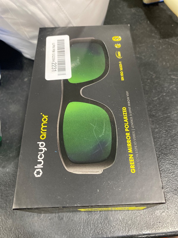Photo 1 of Lucyd Armor Smart Safety Glasses for Men & Women, TR90 Frame, Bluetooth Smart Safety Glasses with Light Adaptive Lenses, Open Ear Speakers & Microphone - ANSI Z87.1 - Green Mirror Polarized