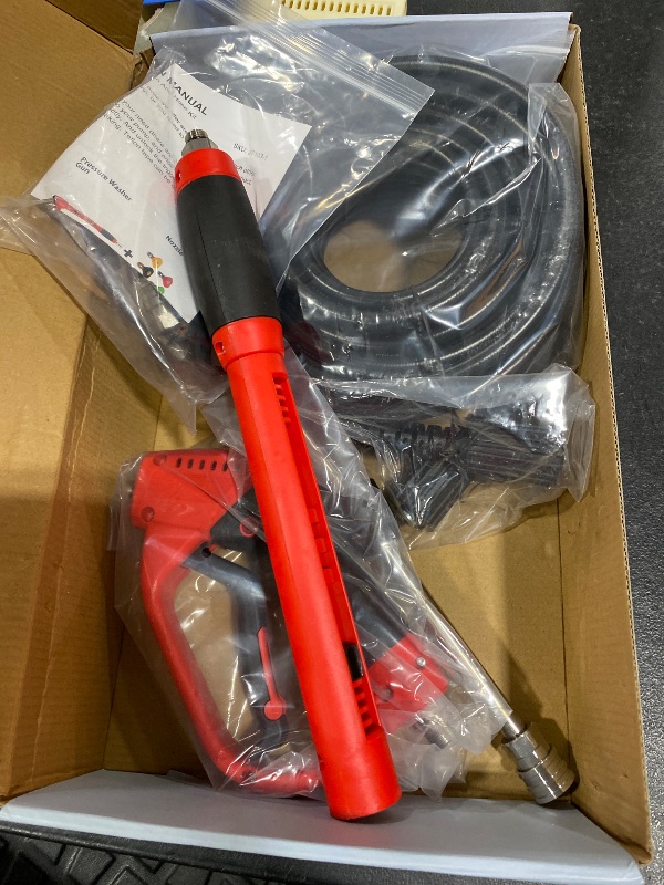 Photo 1 of Tool Daily Pressure Washer Gun and Hose Kit, 50 FT Power Washer Hose and Replacement Wand Extension, 5 Nozzle Tips, M22-14 Fitting, 3600 PSI