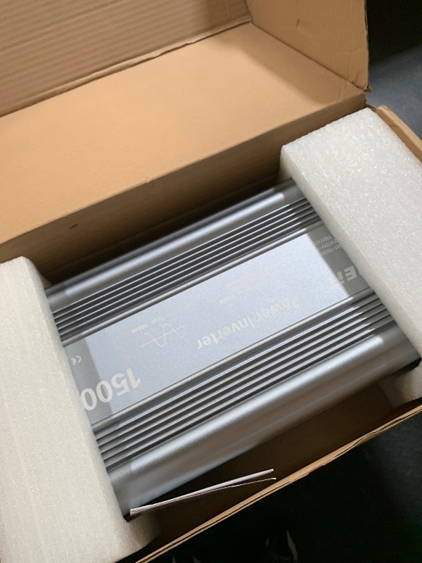 Photo 1 of 1500W Pure Sine Wave Power Inverter, 12V DC to 110V/120V AC for Car, RV, Truck, Home, Off-Grid, Camping with 2 AC Outlets, LCD Display and 3000W Surge