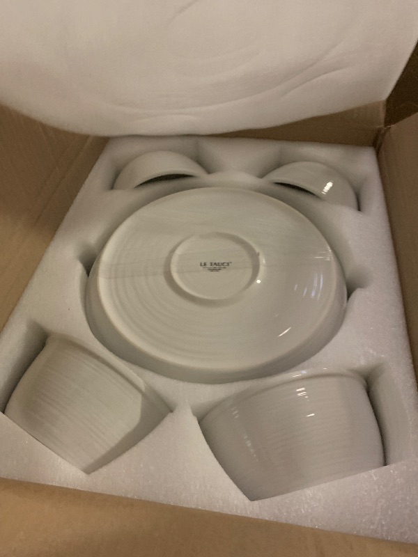 Photo 1 of LE TAUCI Ceramic Plates and Bowls Set for 4, 12-Piece Ceramic Dinnerware Set, Farmhouse Dishes Set, Microwave & Dishwasher Safe, Stackable, 10" Dinner+8" Salad Plates+6" Bowls, White