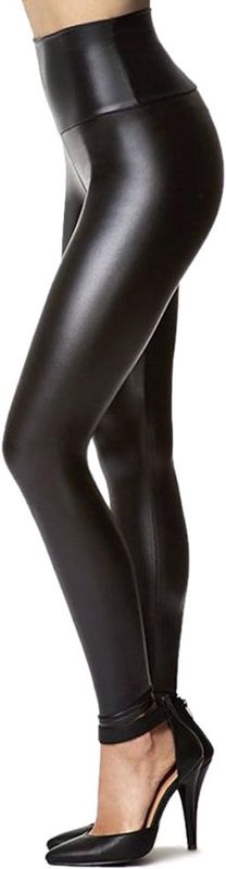 Photo 1 of Women's Stretchy Faux Leather Leggings Pants, Sexy Red High Waisted Tights Small