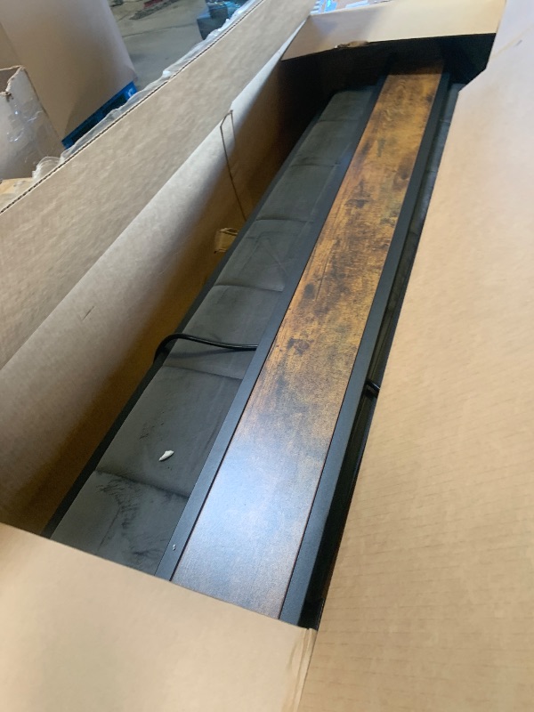 Photo 1 of OLEVS Queen Bed Frame Metal Platform Bed Queen Size with 2-Tier Storage & LED Light Headboard, Charging Station Type C, No Box Spring Needed