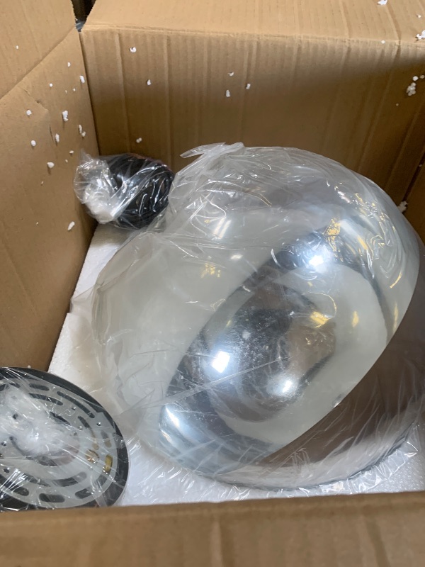 Photo 1 of Euone_Clothes Semi-Plated Spherical Glass Pendant Light,Modern Simple Globe Ceiling Hanging Lamp, Kitchen Island Dining Room Bedroom Chandelier (Silver, 11.8 inch)
