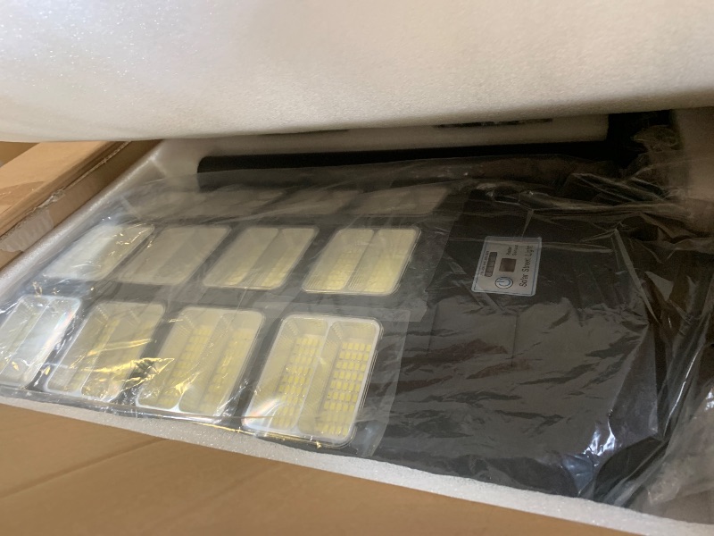Photo 1 of MISSING PIECES, LOOSE HARDWARE*******VOOJOY 8000W Solar Street Lights Outdoor Waterproof, Dusk to Dawn Solar Lights Outdoor with Motion Sensor and Remote Control for Yard, Parking Lot, Garage, Street, 4 Pack