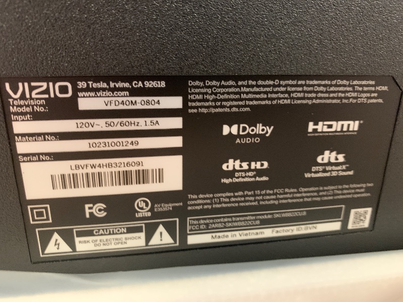Photo 1 of VIZIO 40-inch Full HD 1080p Smart TV with DTS Virtual: X, Alexa Compatibility, Google Cast Built-in, Bluetooth Headphone Capable, (VFD40M-08 New)