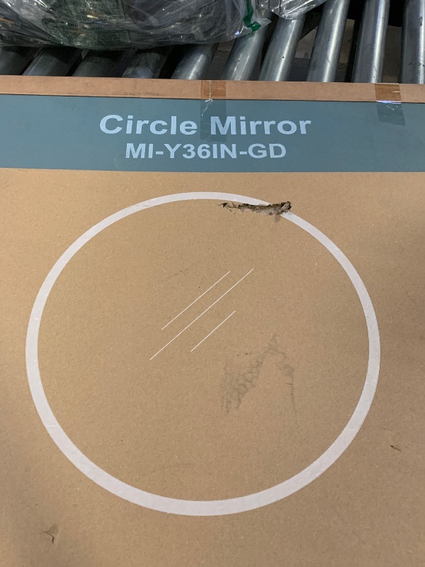 Photo 1 of Unique Round Wall Mirror - LED Lighting Mirror, Large Round Mirror, Rustic Accent Mirror for Bathroom, Entry, Dining Room, & Living Room, Metal Framed, Vanity Mirror Circle Wall Mirror