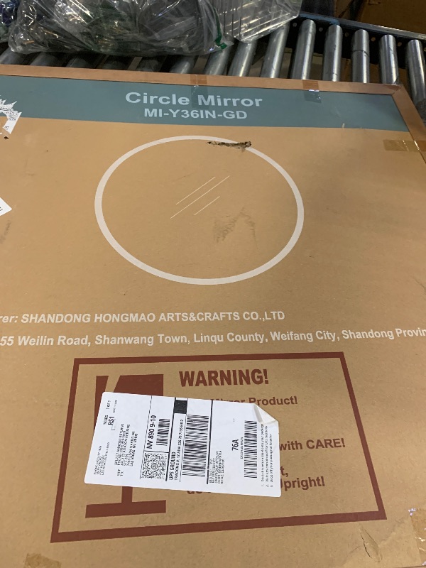 Photo 1 of Unique Round Wall Mirror - LED Lighting Mirror, Large Round Mirror, Rustic Accent Mirror for Bathroom, Entry, Dining Room, & Living Room, Metal Framed, Vanity Mirror Circle Wall Mirror