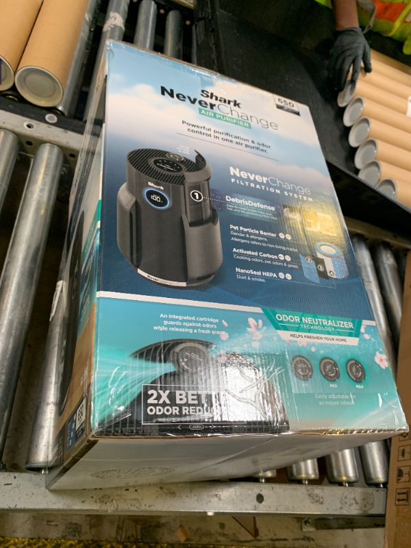 Photo 1 of Shark Air Purifier for Home, NeverChange, for Large Room, HEPA-Exceeding Filter, Captures Pollutants, Pet Dander, Dust, Odor, Smoke, and More, Odor Neutralizer, HP152, Charcoal