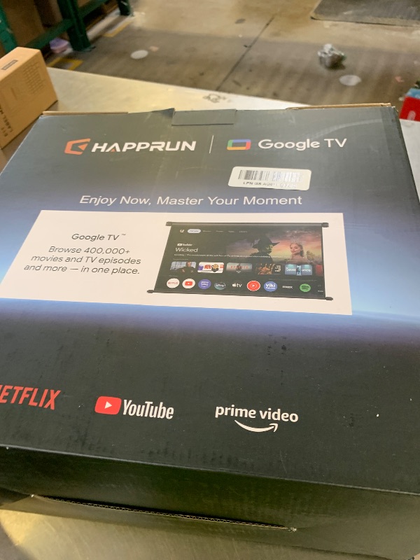 Photo 1 of HAPPRUN 3000 ANSI Lumens Outdoor Projector with Official Google TV, 4K Supported Smart Movie Projector, Dolby Audio, Auto Focus & Keystone, WiFi 6 and Bluetooth for Indoor & Outdoor Movies,Black
