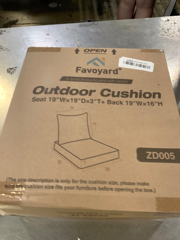 View 2 of Favoyard Outdoor Seat Cushion Set 19 x 19 Inch Waterproof & Fade Resistant Patio Furniture Cushions with Removable Cover Deep Seat & Back Cushion with Tie Straps for Chair Sofa Couch