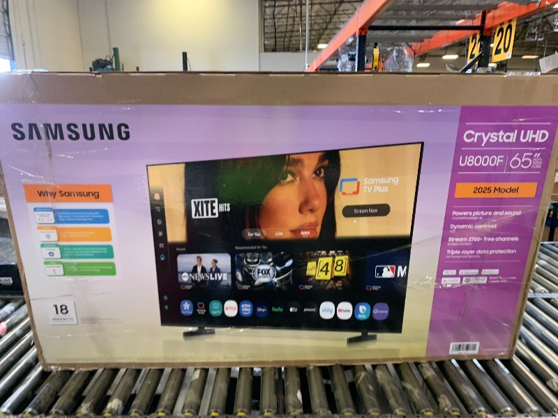 Photo 1 of Samsung 65-Inch Class Crystal UHD U8000F 4K Smart TV (2025 Model) Endless Free Content, Crystal Processor 4K, MetalStream Design, Knox Security, Alexa Built-in