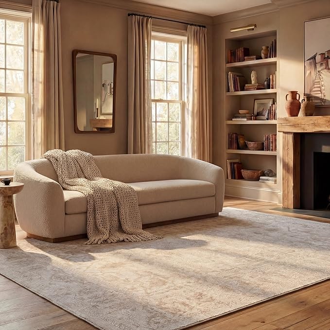 Photo 1 of SAFAVIEH Area Rug 9x12 - Reflection Collection - Large - Cream & Ivory, Non-Shedding & Easy Cleaning, Ideal for Living Room, Bedroom, Dining Space (RFT665D)
