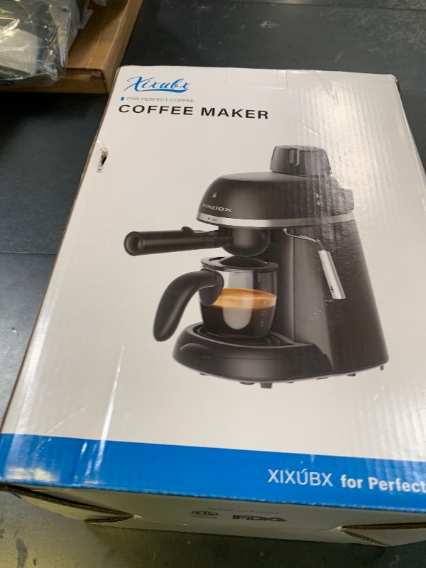 Photo 1 of XIXUBX Coffee Machine, 3.5 Bar Espresso & Cappuccino Machine with Steam Wand, Compact Design Coffee Maker for Latte, Safety Lock & Tritan Cups, 800w, Black