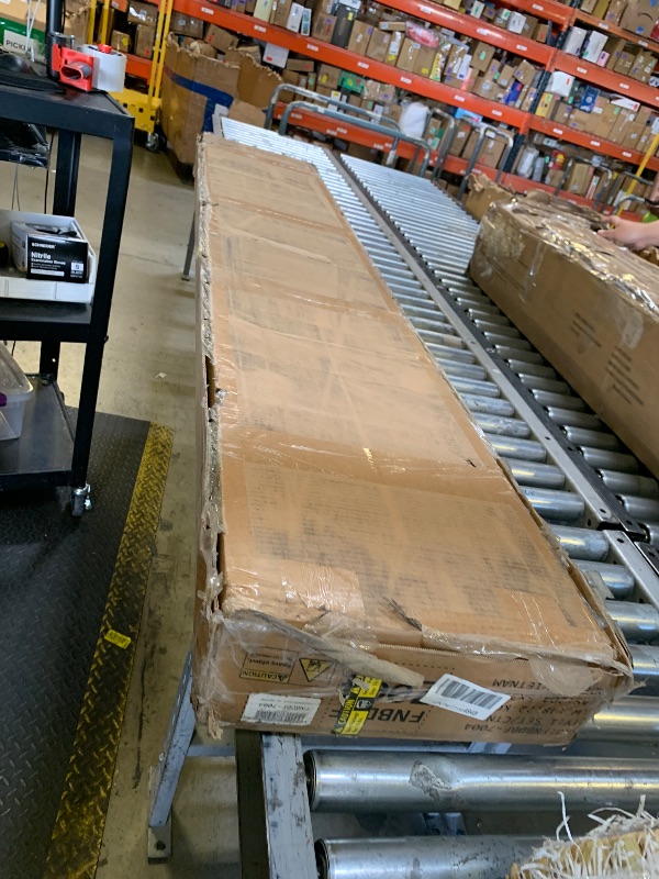 Photo 1 of missing parts----------------------------------YITAHOME Farmhouse King Size Bed Frame with Storage Bookcase Headboard, Sliding Barn Door, 4 Storage Drawers, RGB LED Bed Frame with USB Charging Station, No Box Spring Needed, Cement Grey