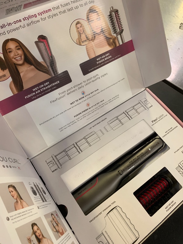 Photo 1 of Shark Flex Fusion Hair Straightener & Powerful Hair Dryer with Fusion Hair Brush, Air Styler with Auto-Wrap Hair Curlers, Concentrator, & Frizz Fighter, Metallic Mist, HD651S
