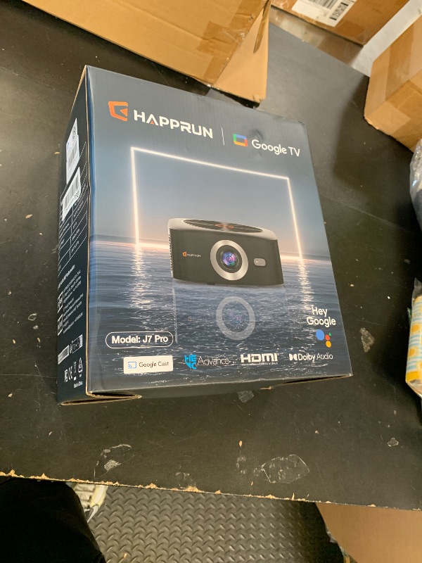 Photo 1 of 1500 ANSI Official Licensed Google TV Smart Projector, HAPPRUN 4K Full HD Home Theater with Auto Focus, Dolby Sound, Wi-Fi Bluetooth, Built-in Apps, Compatible with Phone & PC, Indoor & Outdoor Use