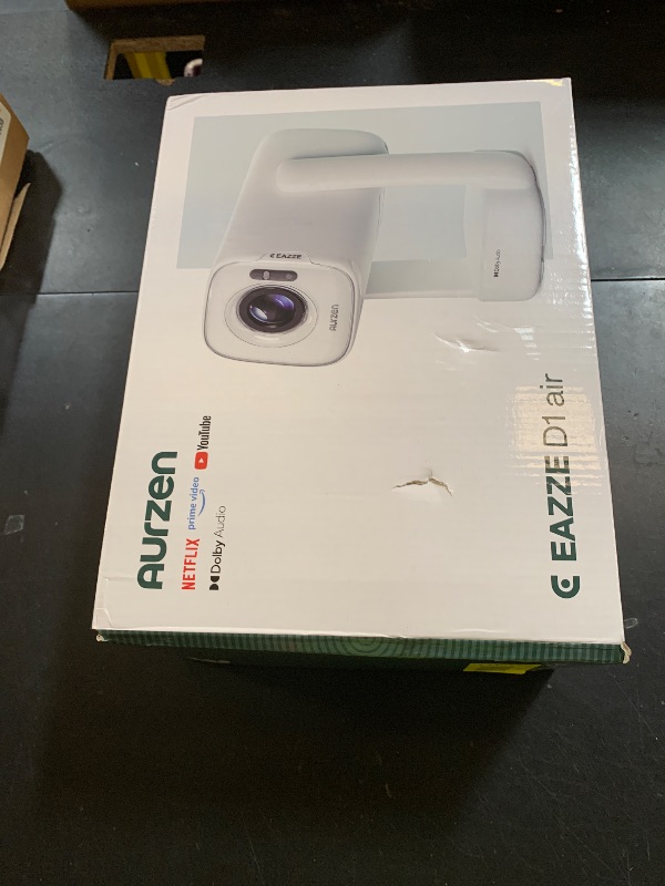 Photo 1 of Aurzen D1 air Smart Portable Projector with WiFi and Bluetooth, USB-C Powered, Easy Auto Setup, 16W Dolby Audio, Built-in Apps, Native 1080P HDR10, Outdoor Movie Projector, White