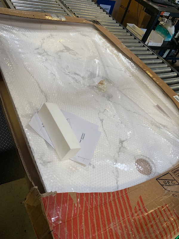 Photo 1 of CKB 60"x36" Shower Base | Left Drain Single Threshold Shower Pan | Reinforced Acrylic-Fiberglass | Marble White | cUPC Certified | Slip-Resistant & Easy Clean