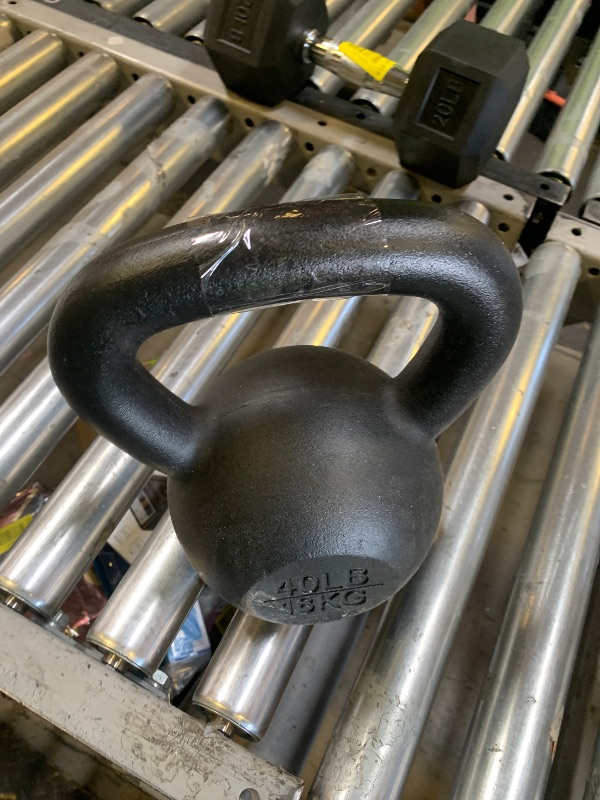 Photo 1 of Amazon Basics Cast Iron Kettlebell for Strength Training, Wide Handle, 40 Pounds, Black