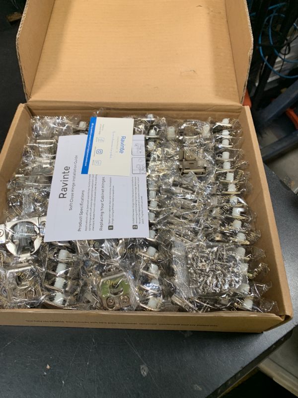 Photo 1 of Ravinte 50 Pack 25 Pairs 1-1/4 inch Overlay Soft Close Hinges for Kitchen Cabinet Hinges Satin Nickel Hidden Hinges Stainless Steel Concealed Hinge self Closing