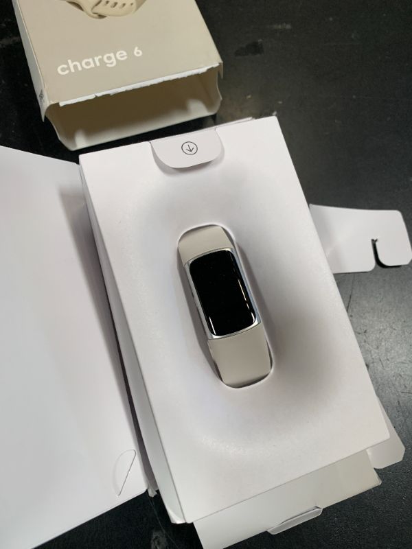 View 3 of Fitbit Charge 6 Fitness Tracker with Google Apps - Heart Rate on Exercise Equipment - 3-Month Google Health Premium Membership Included - Health Tools - Porcelain/Silver - Small&Large Bands Included